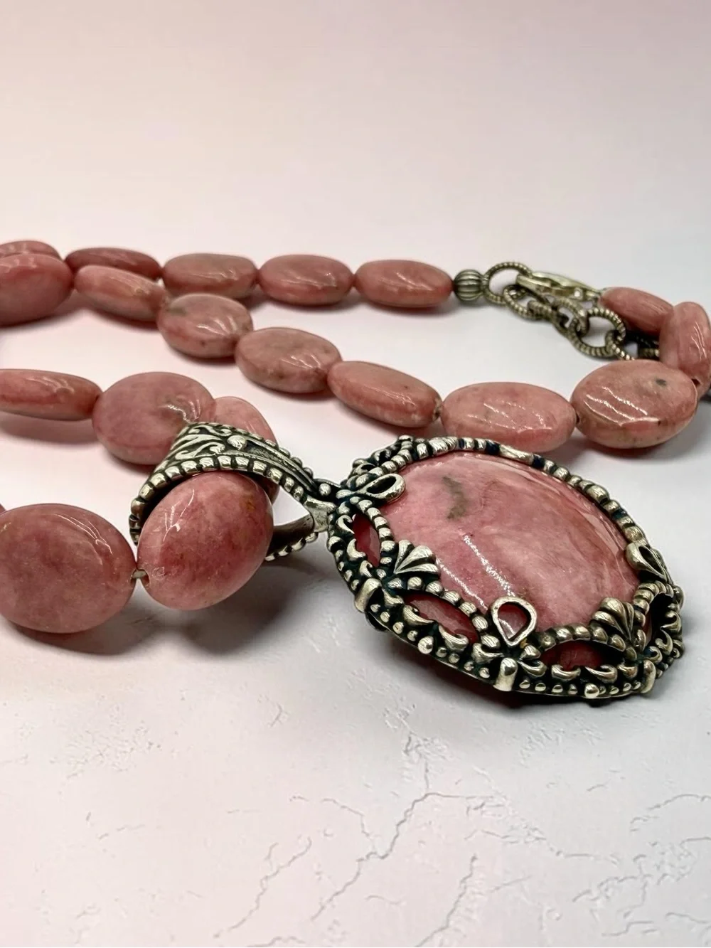 Carolyn Pollack Rhodonite Necklace Enhancer Sterling 925 Pink Southwest Relios